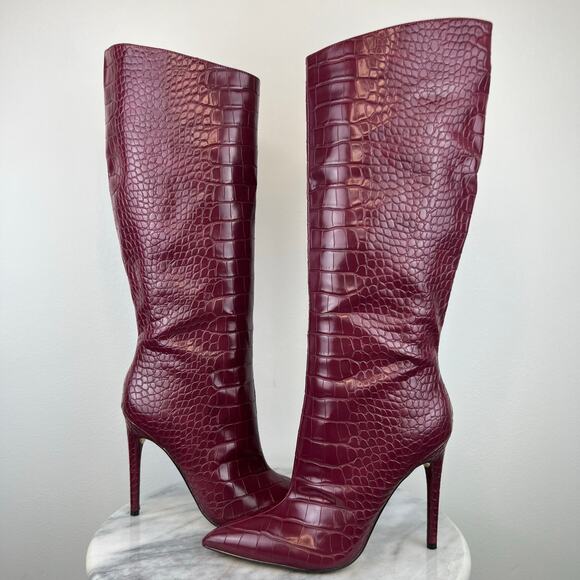 Jlo Jennifer Lopez Dark Red Adalynn Tall Stiletto Boots (Sz 9) - Picture 2 of 12